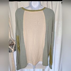 Three Bird Nest Cream and Green Knit Top